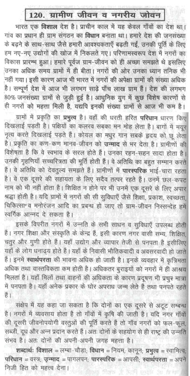 Village life essay in hindi